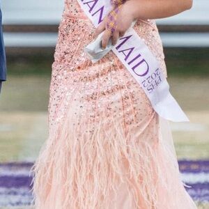Johnathan Kayne Blush Pink Hand Beaded Dress